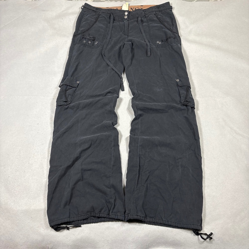 Da-Nang Surplus Indo-Chine Black Silk Blend Cargo Pants RSS3153 Mens L Bootcut